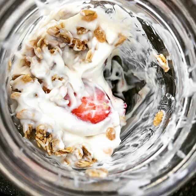 Granola and yogurt parfait